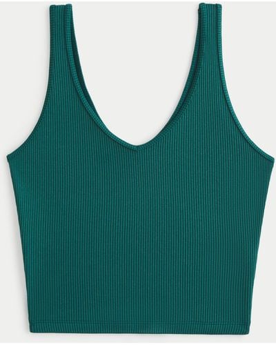 Hollister Ribbed Seamless Fabric V-neck Tank - Green