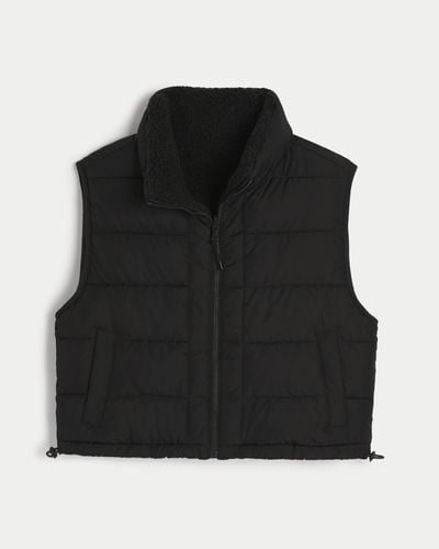 Hollister Gilly Hicks Sherpa-lined Reversible Vest - Black
