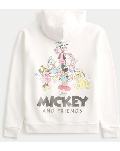 Hollister Relaxed Mickey Mouse And Friends Graphic Hoodie - White