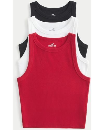 Hollister Ribbed High-neck Tank 3-pack - Red