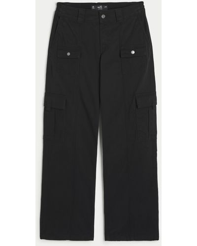 Hollister Low Rise Baggy-Cargohose mit 4 Taschen - Schwarz