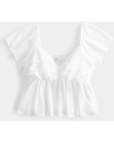 Hollister Ruched Babydoll Top - White