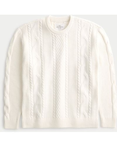 Hollister Cable-knit Crew Jumper - Natural