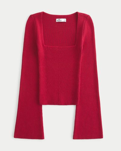 Hollister Pullover in Slim Fit mit eckigem Ausschnitt - Rot