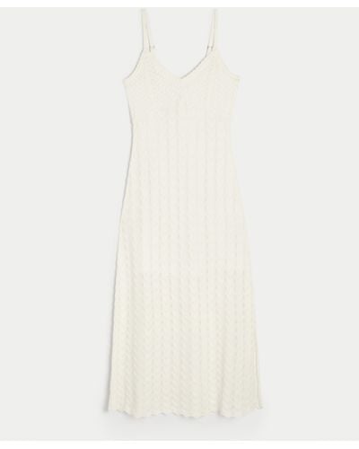 Hollister Crochet-style Midi Dress - Natural