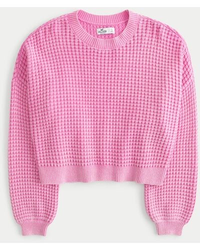 Hollister Easy Waffle Crew Jumper - Pink