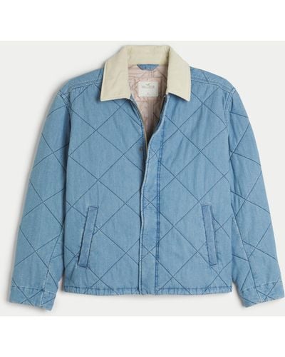 Hollister Quilted Denim Workwear Jacket - Blue