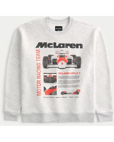 Hollister Lässiges Sweatshirt mit McLaren-Grafik und Rundhalsausschnitt - Weiß