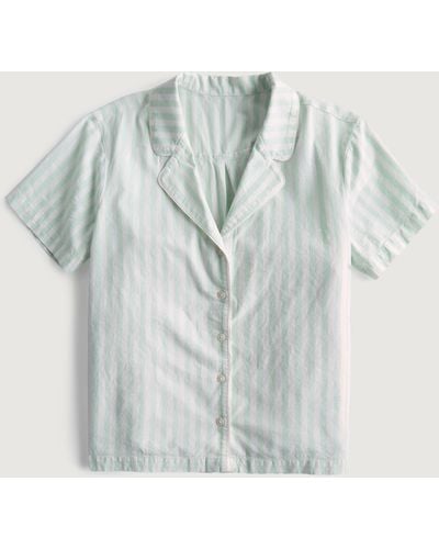 Hollister Gilly Hicks Leichtes gewebtes Hemd mit kurzen Ärmeln - Grau