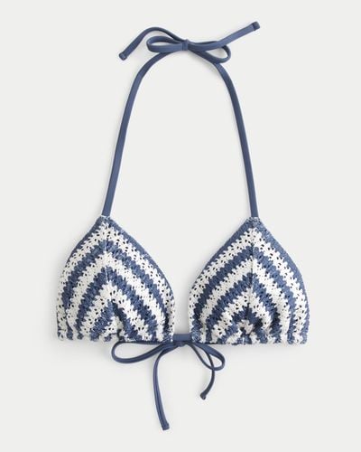 Hollister Crochet-style String Triangle Bikini Bottom - Blue
