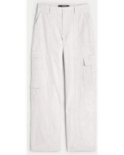 Hollister Ultra High-rise Linen Blend 3-pocket Baggy Cargo Trousers - White
