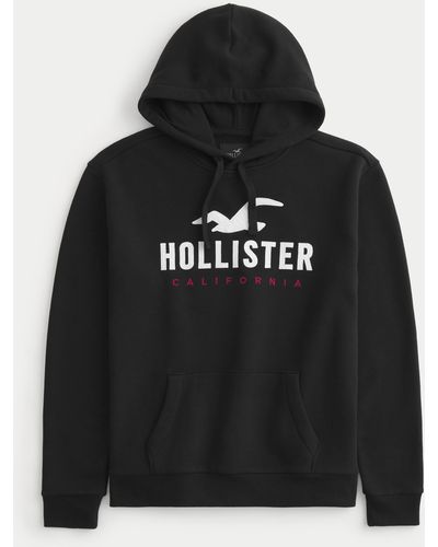 Hollister Logo Graphic Hoodie - Black