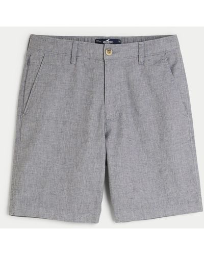 Hollister Linen Blend Flex-waist Shorts 9" - Grey