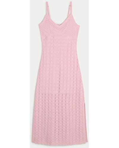 Hollister Crochet-style Midi Dress - Pink