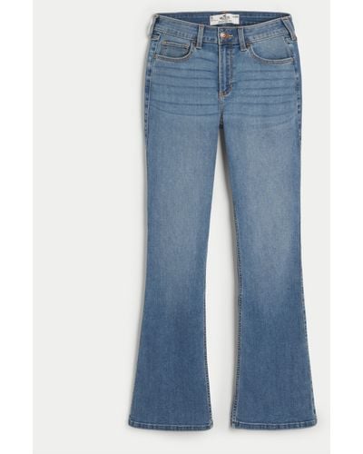 Hollister Curvy Mid Rise Bootcut-Jeans in mittlerer Waschung - Blau