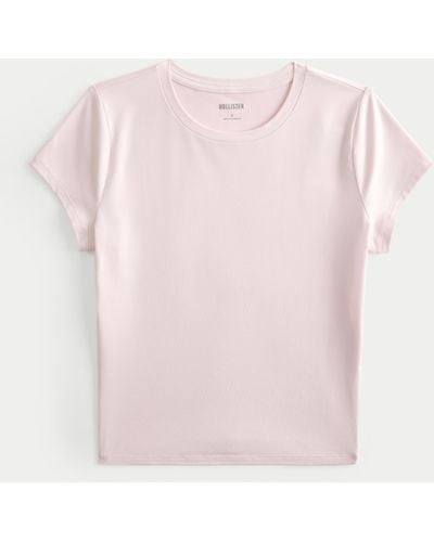 Hollister Lang geschnittenes T-Shirt mit Rundhalsausschnitt ohne Nähte - Pink