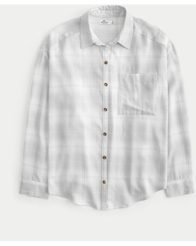 Hollister Oversized Flannel Shirt - White