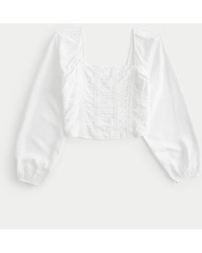 Hollister Long-sleeve Ruched Top - White