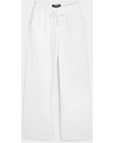 Hollister Adjustable Rise Pull-on Linen Blend Baggy Trousers - White