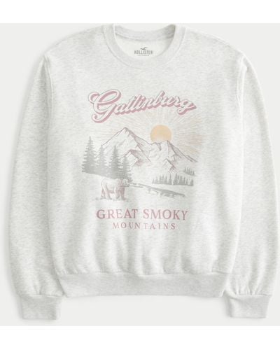 Hollister Easy Gatlinburg Graphic Crew Sweatshirt - White