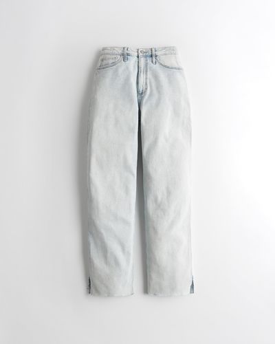 Hollister Curvy Ultra High-rise Light Wash Dad Jeans - Grey