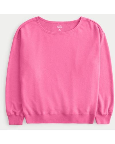 Hollister Oversized Terry Off-the-shoulder Sweatshirt - Pink