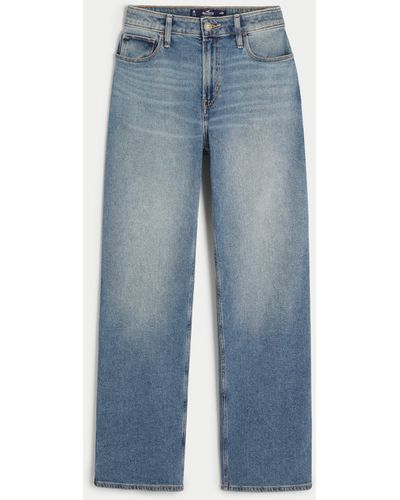 Hollister Ultra High-rise Medium Wash Dad Jeans - Blue