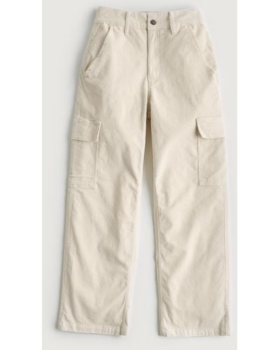 Hollister Ultra High-rise Corduroy Baggy Cargo Trousers - Natural