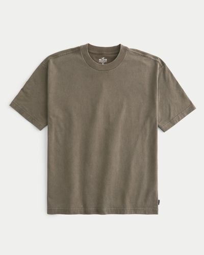 Hollister Schweres, kastig geschnittenes T-Shirt aus Baumwolle mit Rundhalsausschnitt - Grau