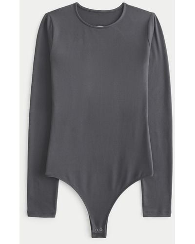 Hollister Soft Stretch Seamless Fabric Open Back Bodysuit - Grey