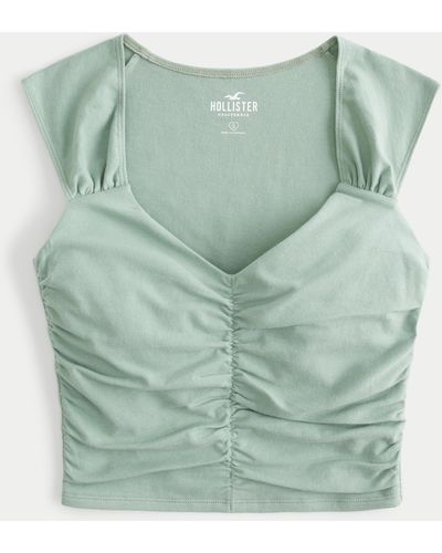 Hollister, Tops, Hollister Seamed Curvedhem Tshirt In Sage Green Crop Top  Size Xsmall