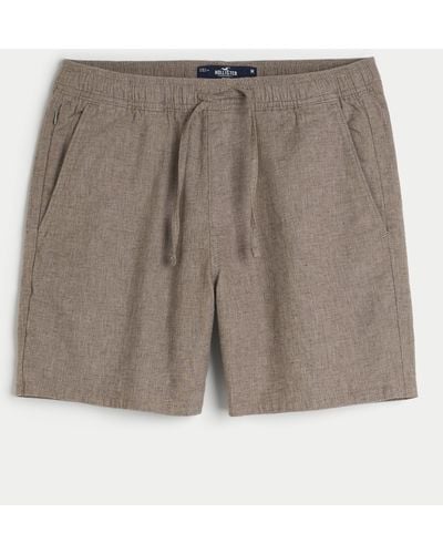 Hollister Linen Blend Jogger Shorts 7" - Grey