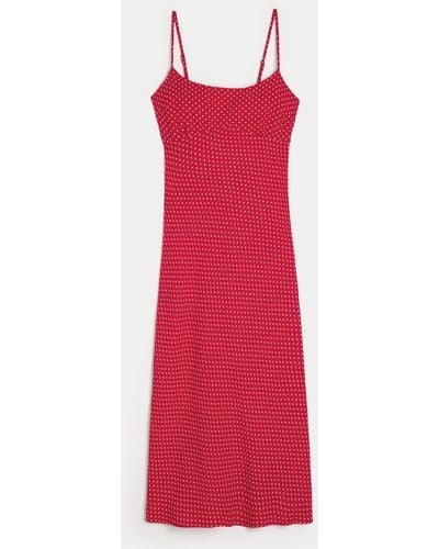 Hollister Crepe Open Back Midi Slip Dress - Red