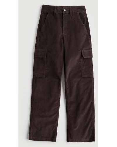 Hollister Ultra High-rise Corduroy Baggy Cargo Trousers - Brown
