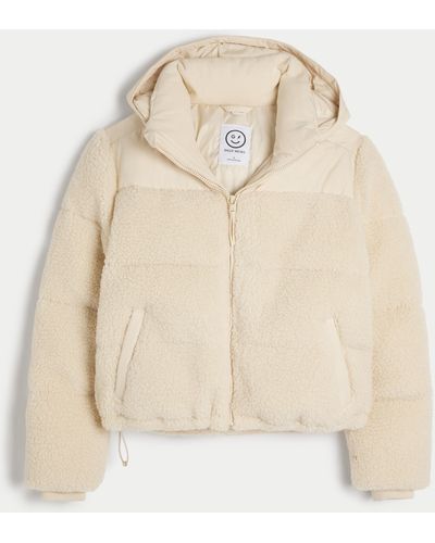 Hollister Gilly Hicks Sherpa Puffer Jacket - Natural