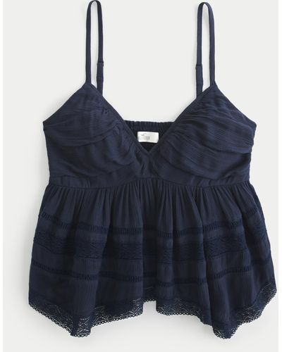 Hollister Easy Lace Babydoll Top - Blue