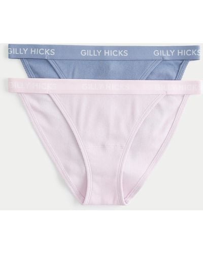 Hollister Gerippte Gilly Hicks Bikinislips aus einer Baumwollmischung, 2er-Pack - Blau