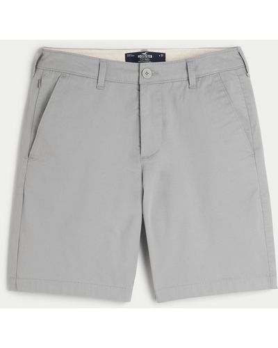 Hollister Twill Flat-front Shorts 9" - Grey