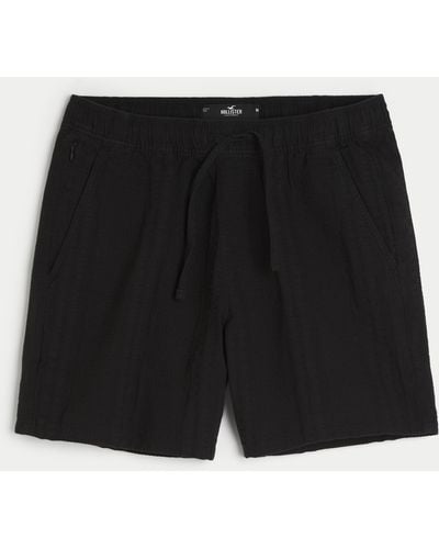 Hollister Seersucker-Shorts, 18 cm - Schwarz