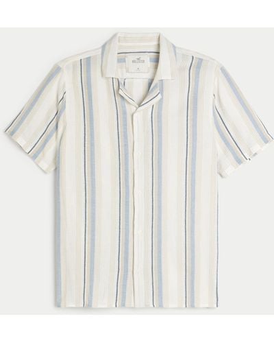 Hollister Short-sleeve Striped Button-through Shirt - White