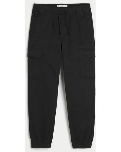Hollister Relaxed Twill Cargo Joggers - Black