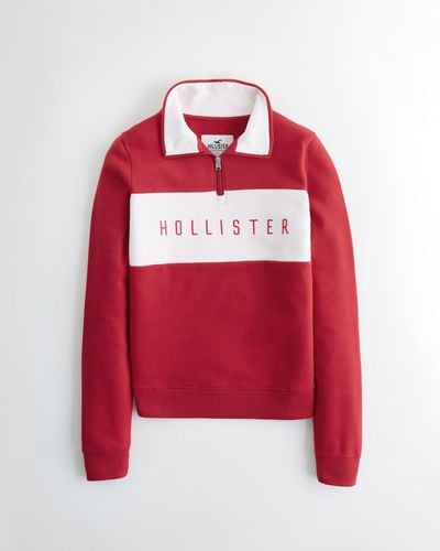 Hollister Embroidered Logo Graphic Half-zip Sweatshirt