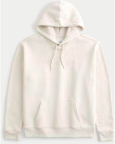Hollister Relaxed Logo Graphic Hoodie - Natural