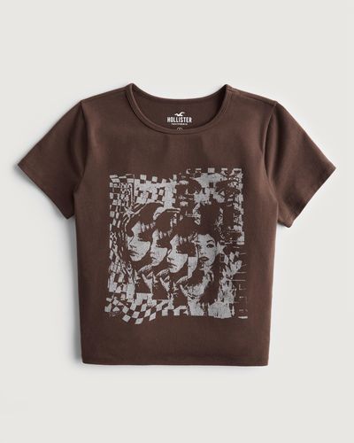Hollister Print Graphic Baby Tee - Brown