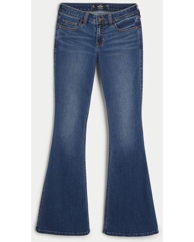 Hollister Low Rise Flare Jeans in dunkler Waschung - Blau