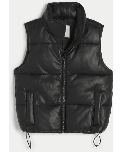 Hollister Ultimate Vegan Leather Puffer Vest - Black