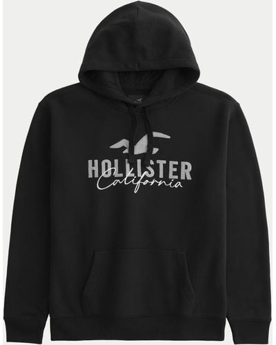 Hollister Logo Graphic Hoodie - Black