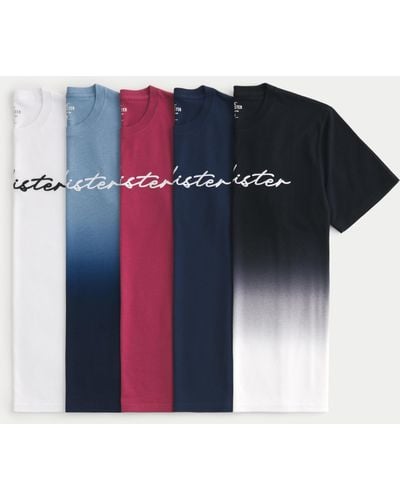 Hollister Relaxed Logo Graphic Tee 5-pack - Blue