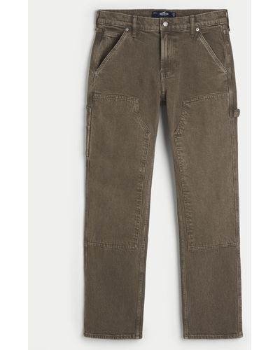 Hollister Markentypische gerade Carpenter-Jeans in Braun - Grau