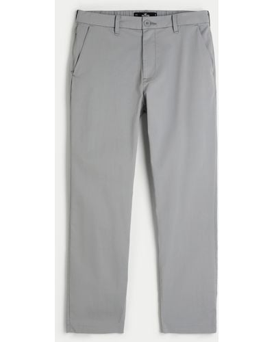 Hollister Slim Straight Tech Chino Trousers - Grey